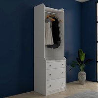 3-Drawer Open Topped Hanging Robe - White