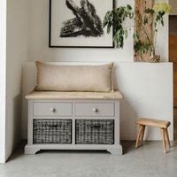 Florence Storage Bench with 2 Baskets - Dove Grey