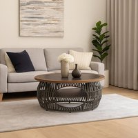 Opus Grey Woven Rope and Stone Coffee Table - Grey