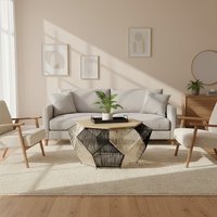 Fusion Black And Silver Woven Hexagon Coffee Table - Black