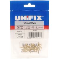 Unifix Brass Woodscrews Slotted Countersunk Head 6G X 3/4" (3.5 X 20mm) UB9TQCSKBWS/081 Box of 125 - Grey