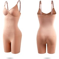 Seamless All in One Body Shaper - Beige / Elastine, Nylon / UK 12-14