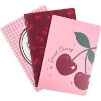 wilko Pack of 3 Cherry Check Notebooks