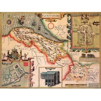 Flintshire Historical Map 1000 Piece Jigsaw Puzzle (1610) - Neutral