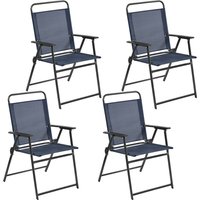 Folding Dining Chair Set for Garden Patio - Navy Blue / 17.8kg