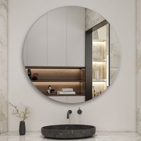 Round Wall Mirror Frameless - White / 100cm