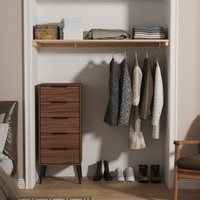 Hong Kong Ready Assembled (Black Legs) 5 Drawer Bedside Cabinet - Carini Walnut