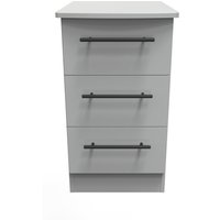 Beverley Ready Assembled 3 Drawer Bedside Cabinet - Dusk Grey