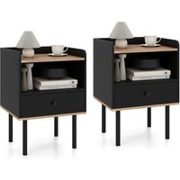 Set of 2 Sofa Side Table - Black