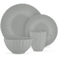 16 Piece Scallop Dinner Set - Grey