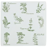 Green Herbs Glass Hot Pot Stand - Heat Resistant Non-Slip Trivet - Green