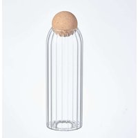 Eden & Willow Ribbed Glass Storage Jar with Decorative Cork Ball Lid - Clear / 1.5l
