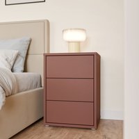 Alice Springs Bedside Cabinet with 3 Drawers Push-Open in Terracotta - Terracotta