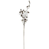 Four Candle Snowy Winter Woodland Branch With Pinecones Artificial Flower Stem in Grey