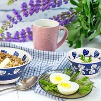 The Mia Bloom Series Mini Bowls, Set of 4 - Blue and White