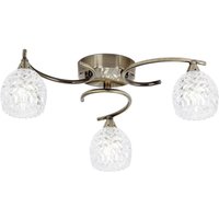 Boyer 3 Light Semi Flush Multi Arm Ceiling Light Antique Brass, Glass, G9 - Antique Brass
