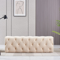 Melia Velvet Ottoman Bench Large Single - Cream