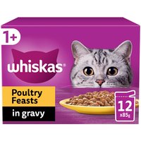 Whiskas, Whiskas 1+ Pouches in Gravy - Poultry Feasts Whiskas, Whiskas 1+ Pouches in Gravy - Poultry Feasts