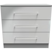 , Worcester Ready Assembled 3 Drawer Chest - Uniform Gloss & Dusk Grey , Worcester Ready Assembled 3 Drawer Chest - Uniform Gloss & Dusk Grey