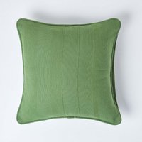Homescapes Cotton Rajput Ribbed Cushion Cover - Dark Olive / 45cm