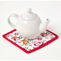Red Owls Cotton Pot Holder - Red