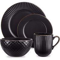 16 Piece Dinnerware Set Empire Black - Black