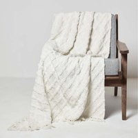 Homescapes Diamond Cotton Tufted Throw - White