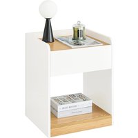 Nightstand Side Table - White and Natural