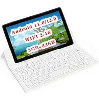 10-Inch Tablet with Wireless Bluetooth Folding Keyboard - White