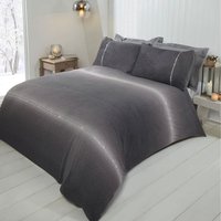 Diamante Teddy Fleece Polyester Duvet Set With Pillowcase - Grey / Double