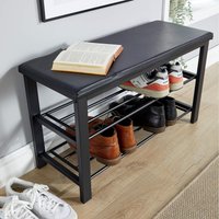 Home Source Sleaford Metal Frame Upholstered Shoe Bench - Black
