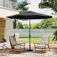 3m Garden Traditional Parasol Outdoor Sun Umbrella with Base - Black