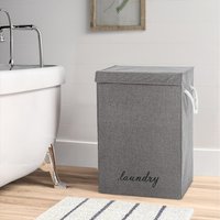 Foldable Laundry Basket with Rope Handles - Grey