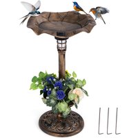 Standing Pedestal Birdbath Feeder Combo - Brown