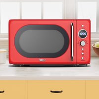 Retro Microwave Oven, 20L 700W, 8 Pre-Set Modes, Digital Display - Red