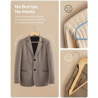 SONGMICS Wooden Hangers with Anti-Slip Trousers Bar - Yellow / 1.2cm / Wood / 1.1kg