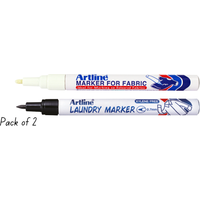 Artline Pack of Laundry Marker and Fabric Marker Pens - Black / White