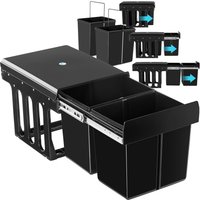 Waste Collector Ashlyn, 2-Way Separation, 30L, Telescopic Rails - Black