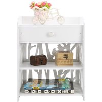 Hollow Bird Pattern Bedside Table - White