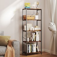 HOMCOM 5 Tier Bookshelf, Industrial Bookcase for Study