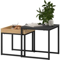 2PC Square Nesting Coffee Tables Living Room Furniture - Black