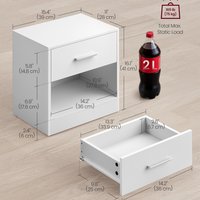 VASAGLE Modern Bedside Table with Drawer - White