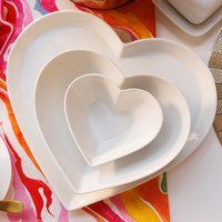 Mikasa Chalk Large Heart Porcelain Serving Bowl, 21cm, White - White
