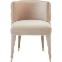 Villi Beige Velvet Tufted Curved Dining Chair - Natural