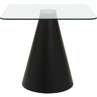Azalea Square Clear Glass Top Dining Table - Black