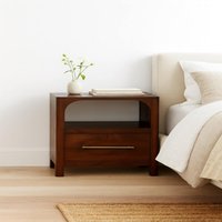 Solid Wood Arched Edge 1 Drawer Bedside - Brown