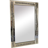60X40cm Crushed Diamante Crystal Jewel Wall Mirror - Silver
