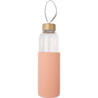 Mimo Glass Bottle With Peach Pink Silicone Sleeve - Clear, Pink