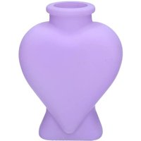 Glass Heart Shaped Vase 18.5cm - Matt Lavender