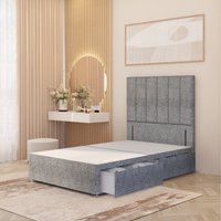 Austin Tweed Fabric Divan Bed Base with 54" Floor Standing Headboard - Grey / King / 2
